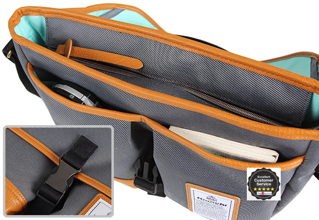 Bianchi - LBTC-03 : A4 Messenger Black (สีดำ/ ขอบหนังสีน้ำตาล) thumbnail 11